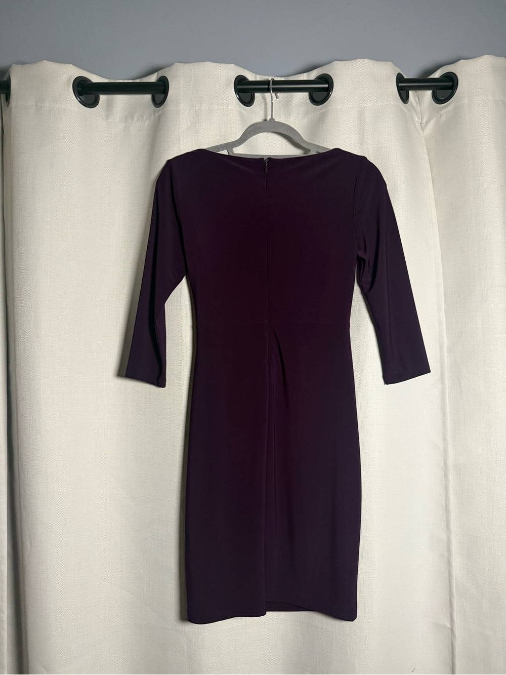 LAUREN Ralph Lauren Petite Twisted-Knot Jersey Dark Purple Dress 0P - Picture 3 of 7